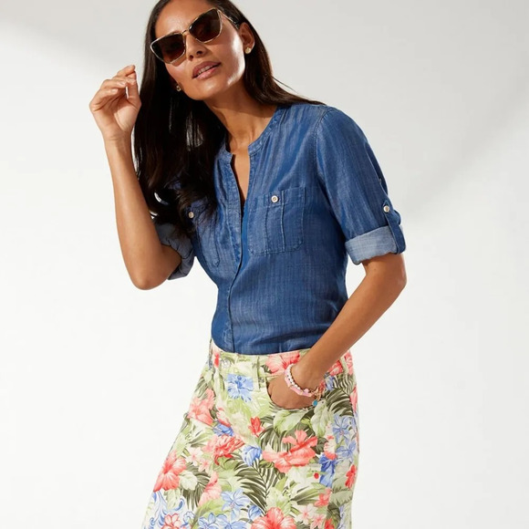 Tommy Bahama Dresses & Skirts - Tommy Bahama Boracay Beach Royal Botanic Skirt Sz 6 White Floral Tropical NWT